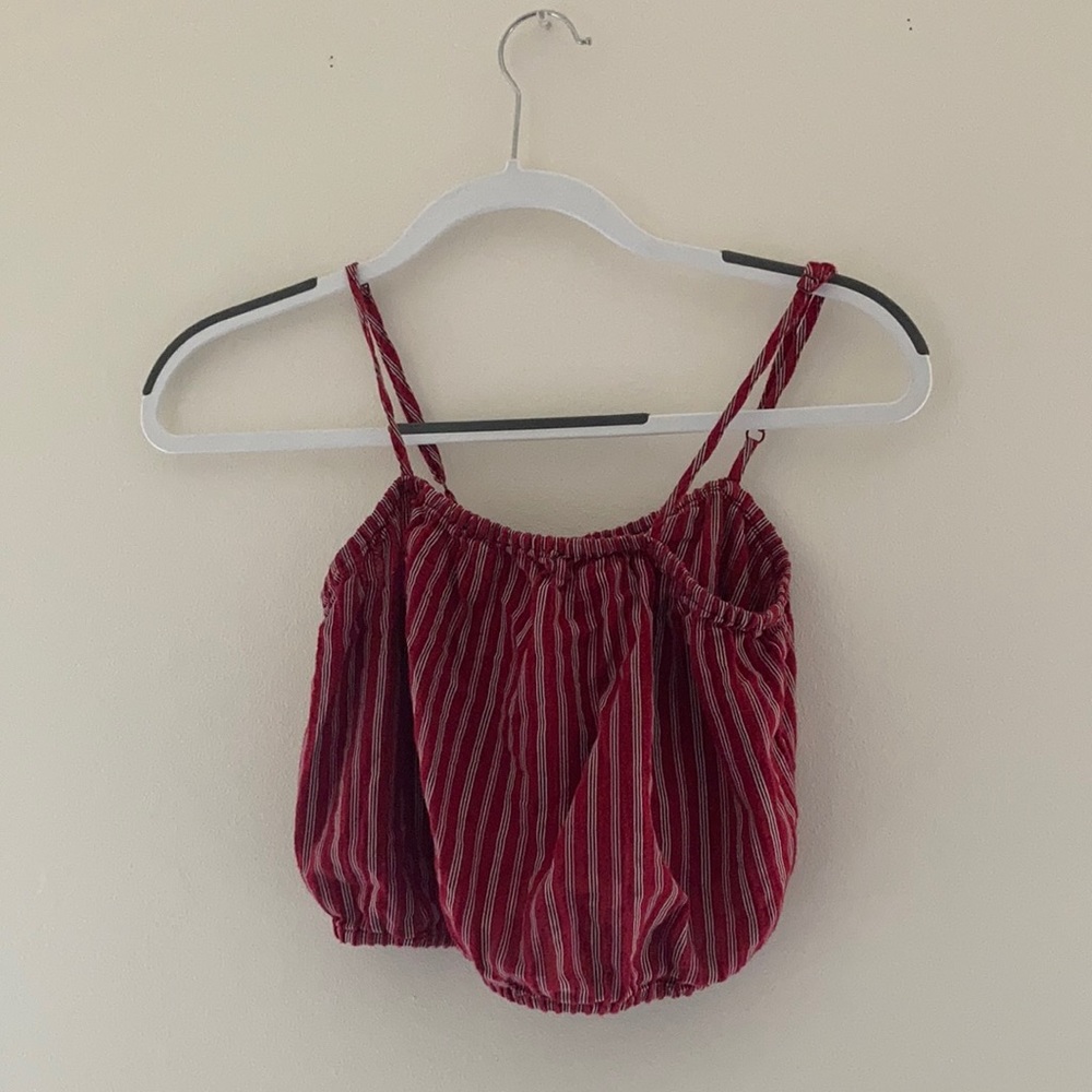 American Eagle Red Striped Crop Top